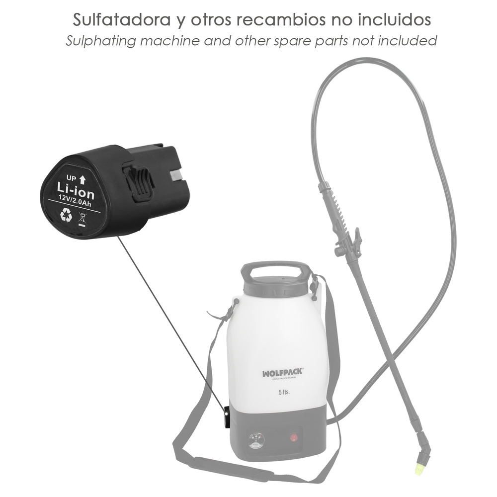  Miniatura imagen principal art&iacute;culo 08052560 Descargar Ficha T&eacute;cnica WOLFPACK Bateria Para Sulfatadora A Bater&iacute;a 5 Litros 08052550 donde esta colocada